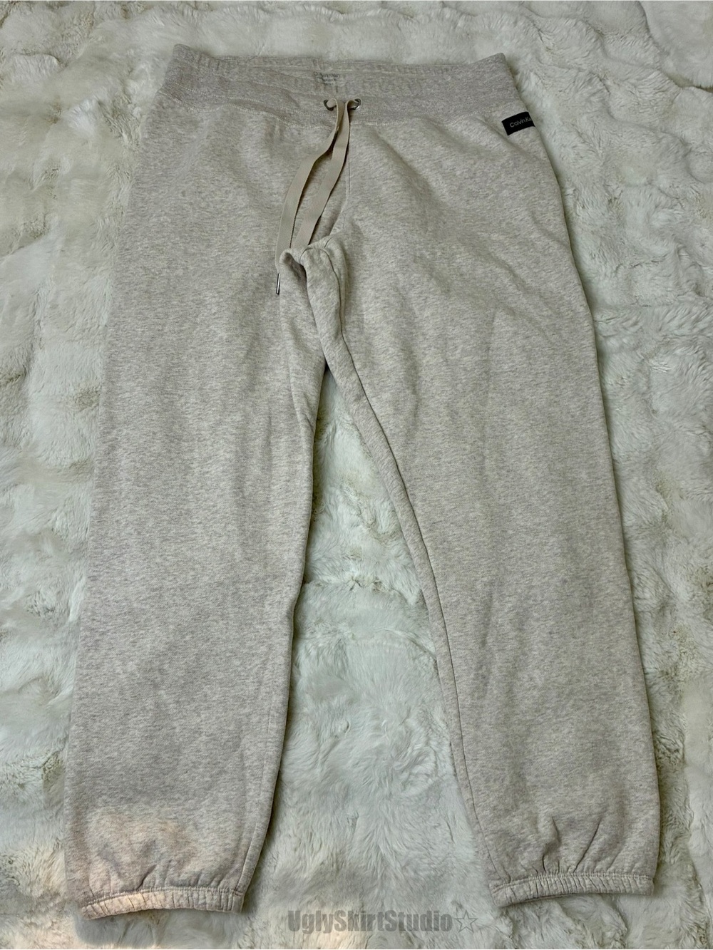 Calvin Klein Performance Heather Oatmeal Fleece Lined Joggers Size XL EUC